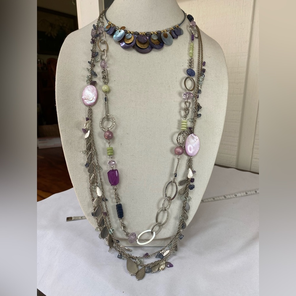 Three pretty purple theme necklaces